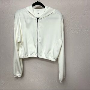 Gilly Hicks Creamy White Crop Zip-up Hoodie